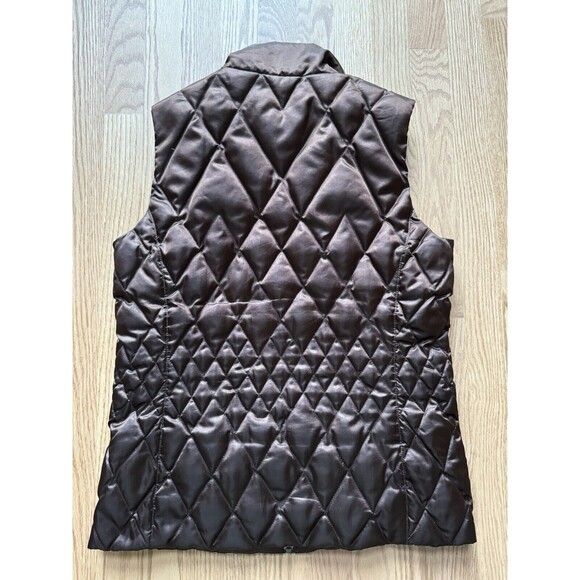 Lands End Women’s Satin Goose Down Vest Size Small Quilted Full‎ Zip Rich Brown - Picture 2 of 7